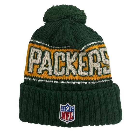 Green Bay Packers New Era NFL Knit Beanie With Removable Pom Football Athleisure - Picture 2 of 7